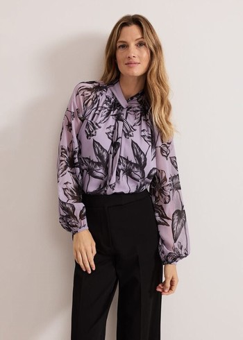 Phase Eight Aretta Floral Print Shirts Purple USA | 4265837-XW